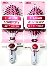 2 Pack Conair Hairbrush Flat Hair Advisory Hello Volume White Pink 77885 - $29.99