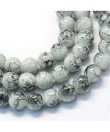 Baking Painted Glass Beads 5 Strands 31 inch Swirl  Round Grey  8mm   55BF - $6.17