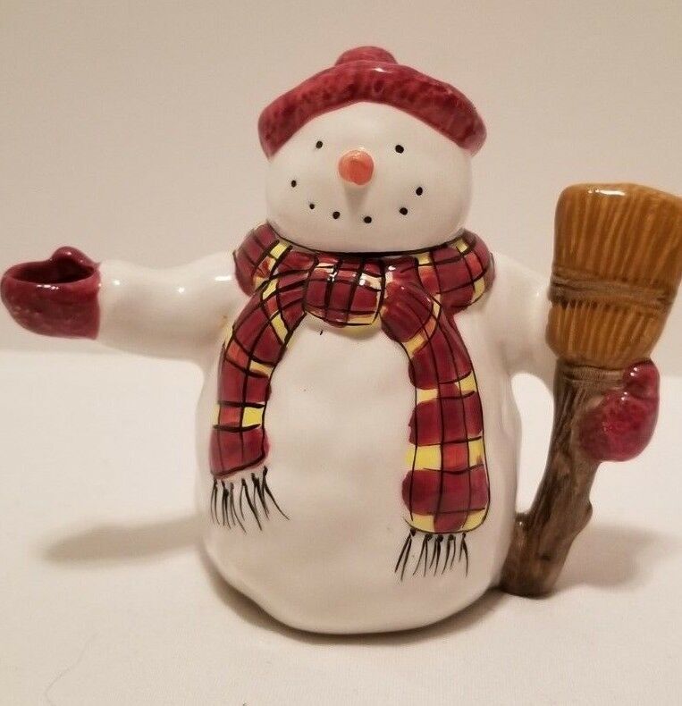Sakura Debbie Mumm Snowman Snowmen Whimsical Christmas Creamer & Sugar