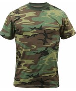 Kids Woodland Camouflage T-Shirt Heavyweight Youth Military Army Camo Tee - $12.99