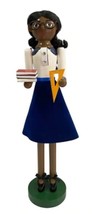 Wooden Christmas Nutcracker,16&quot;,AFRICAN AMERICAN FEMALE TEACHER W/BOOKS,... - $34.64