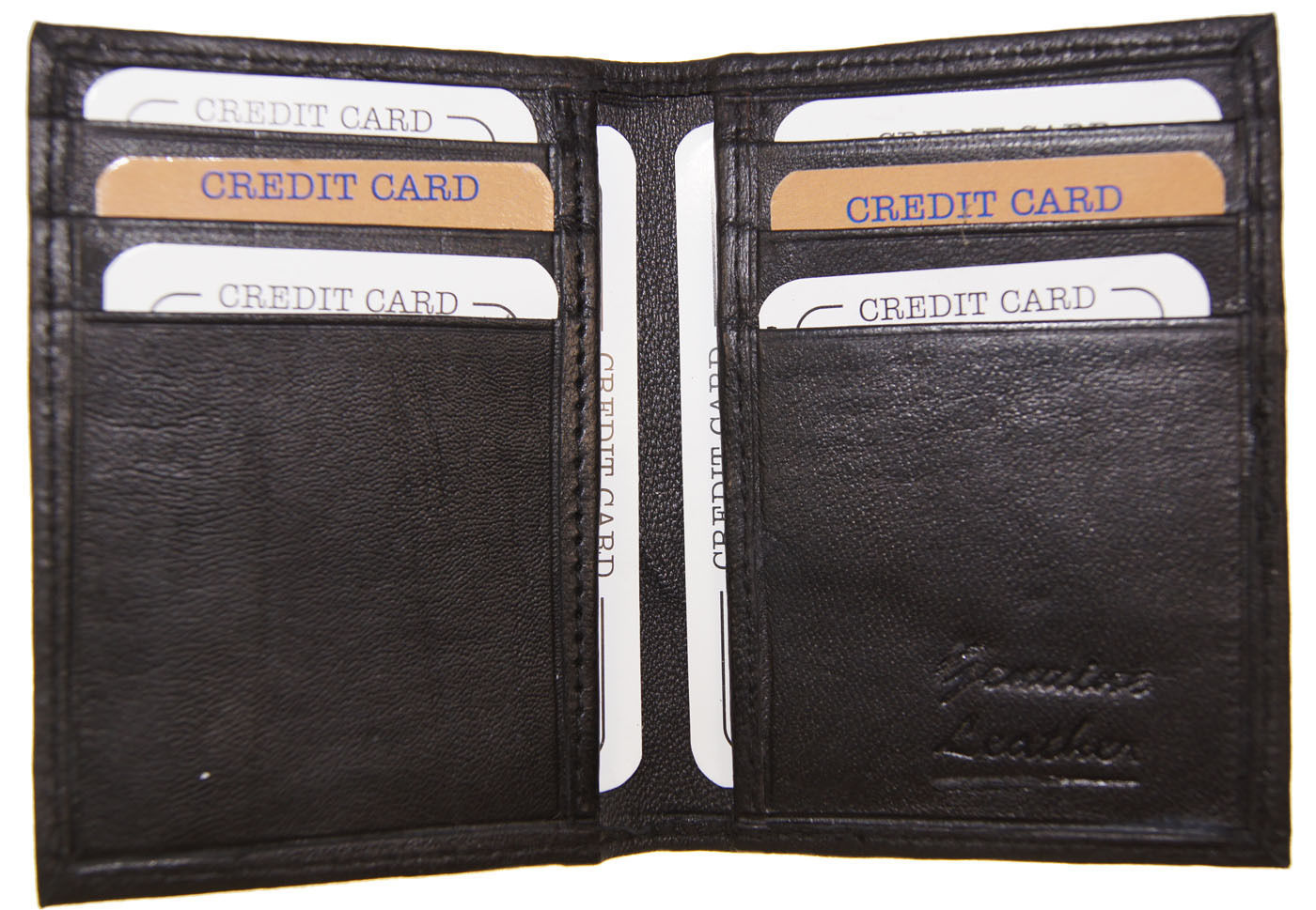 Mens Front Pocket Leather Slim Multi Credit Card Plastic Insert Bifold Wallet Bk - Wallets