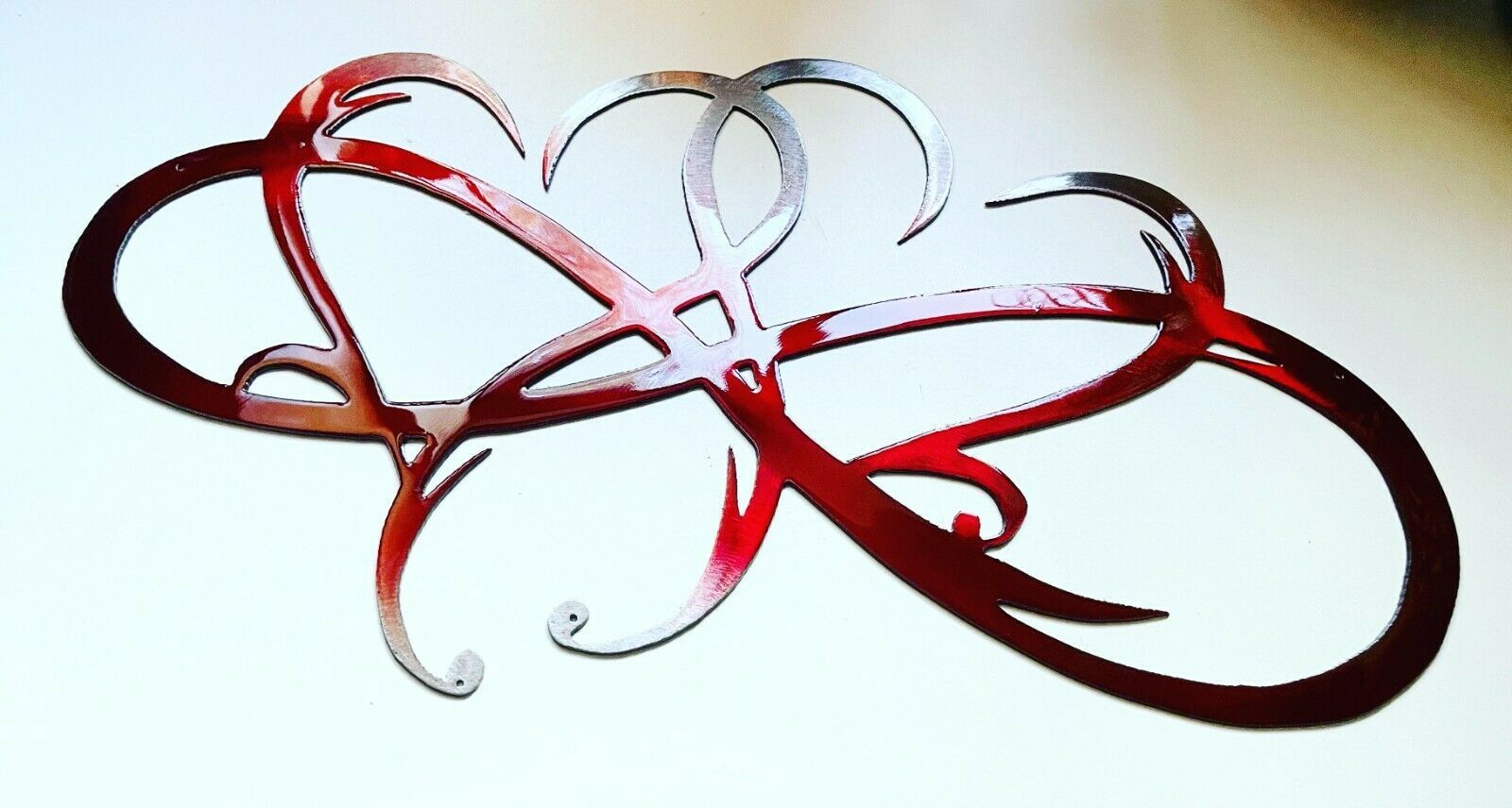Primary image for Dual Infinity Hearts - Metal Wall Art - Ruby 18 1/4" x 10 1/2"