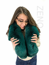 Electric Green Fox Fur Stole 47' (120cm) Saga Furs Fox Collar Fur Scarf image 5