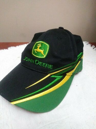 John Deere Black & Green Fabric Hat Cap w Yellow Details and Vintage ...