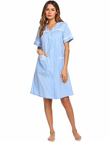 Ekouaer Loungewear Women’s Snap-Front Sleepwear Short Sleeve Long ...