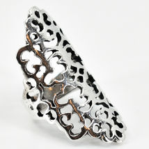 Bohemian Inspired Silver Tone Geometric Filigree Statement Accent Ring image 4