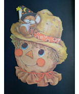 Vintage Halloween Die Cut Scarecrow Face and Happy Mouse 17&quot;x12&quot; Large - $29.99