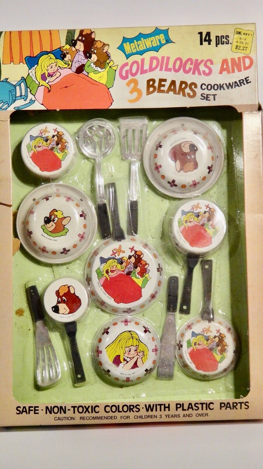 Primary image for Vintage Child’s Set Of Metalware Cookware & Utensils Goldilocks 3 Bears HK