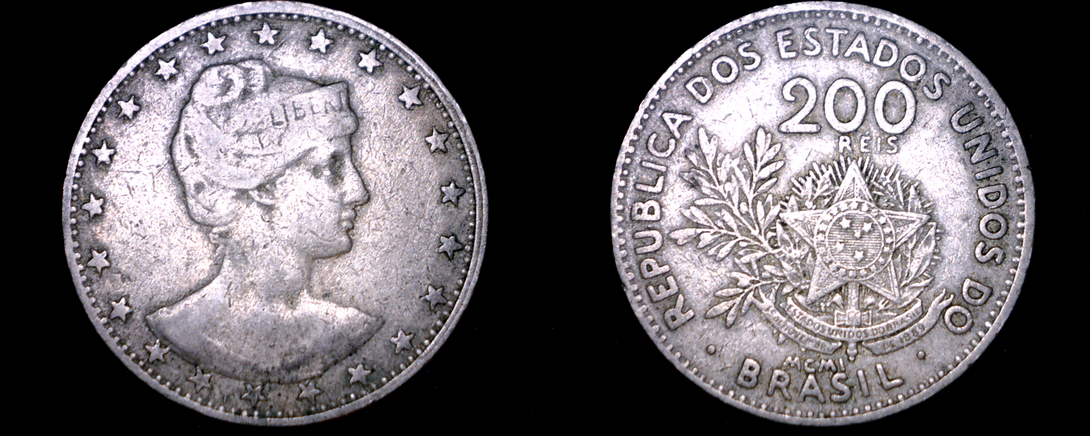 1901 Brazilian 200 Reis World Coin Brazil and 24 similar items