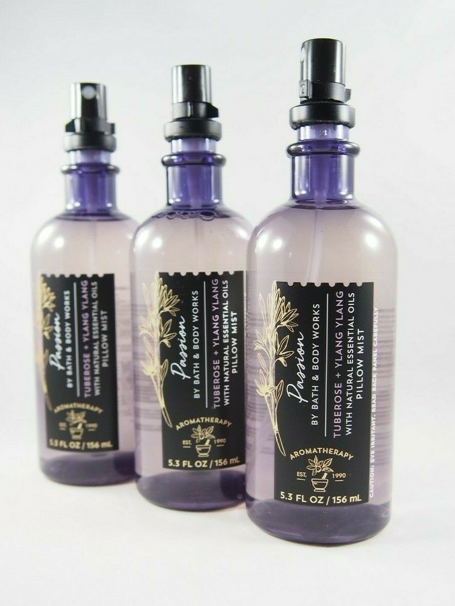 (3) Bath & Body Works Aromatherapy Purple Passion Natural Oils Pillow Mist 5.3oz