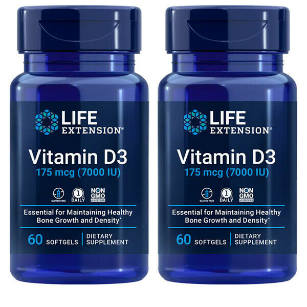 Life Extension Mega Vitamin D3 7000 IU  extra virgin olive oil 2X60 Caps