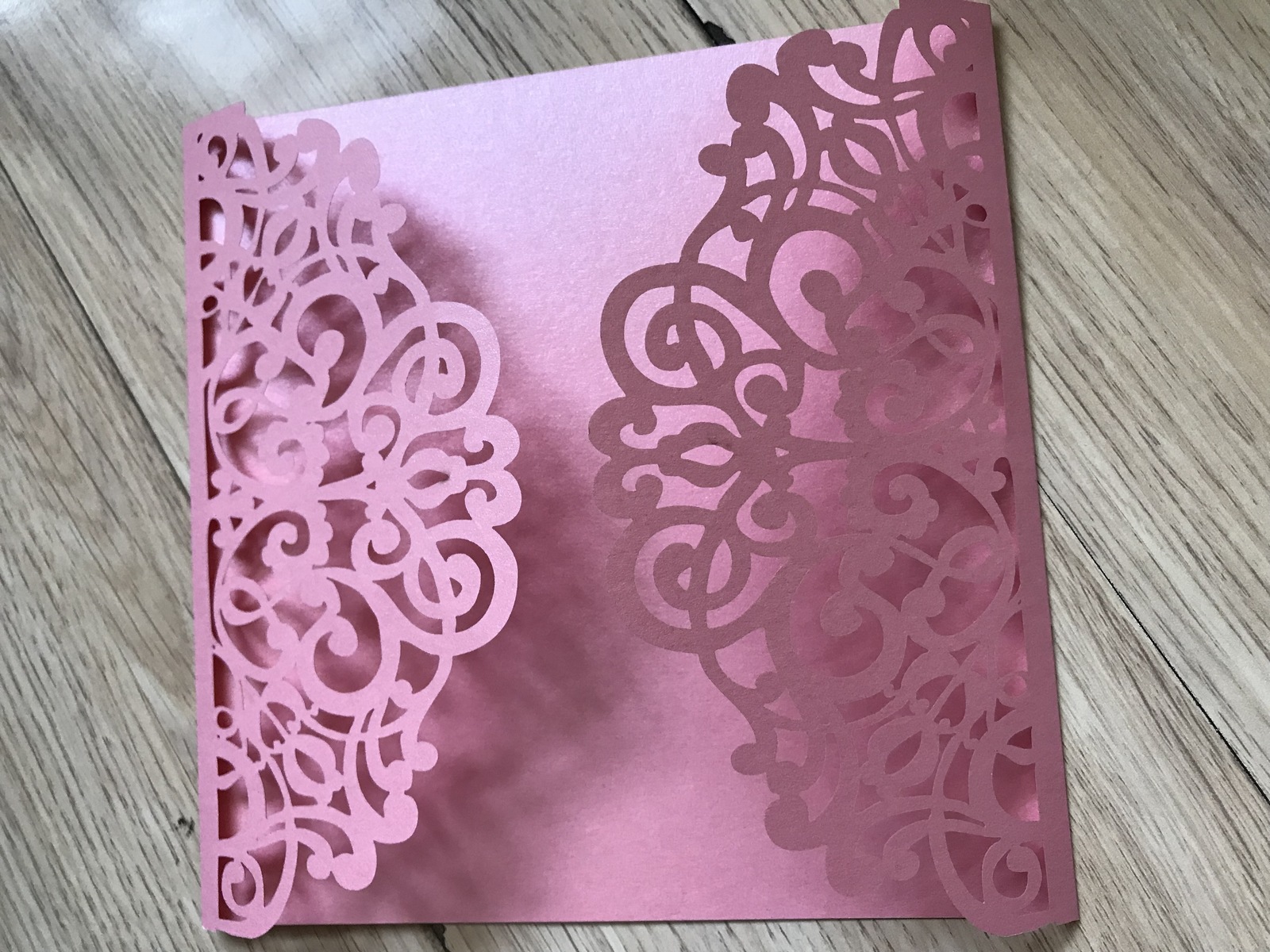 50pcs Lace Wedding Invite,Pearl Pink Laser Cut Wedding Invitations ...