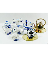 Blue White Porcelain Metal Miniature Dollhouse Tea Pot Retro Phone Lot o... - $54.65