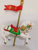 Carousel Horse Joy Christmas Ornament 2&quot; Eagle Shield Miniature White Gr... - $12.59