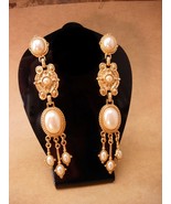 Vintage 1928 Earrings - long edwardian style faux pearl drops - wedding ... - $95.00