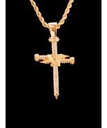 extra large Religious cross - rhinestone statement necklace - Unisex Vin... - $110.00