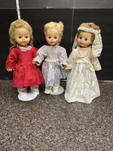 Three Vintage Horsman 15" Sleepy Eyes Doll With Doll Stands.(67165) - $45.00