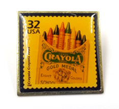 Vintage 1998 Crayola Crayons 1903 USPS 32 USA Postage Stamp Lapel Pin Ad... - $12.99
