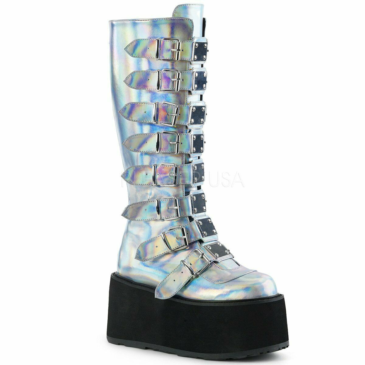 demonia silver boots