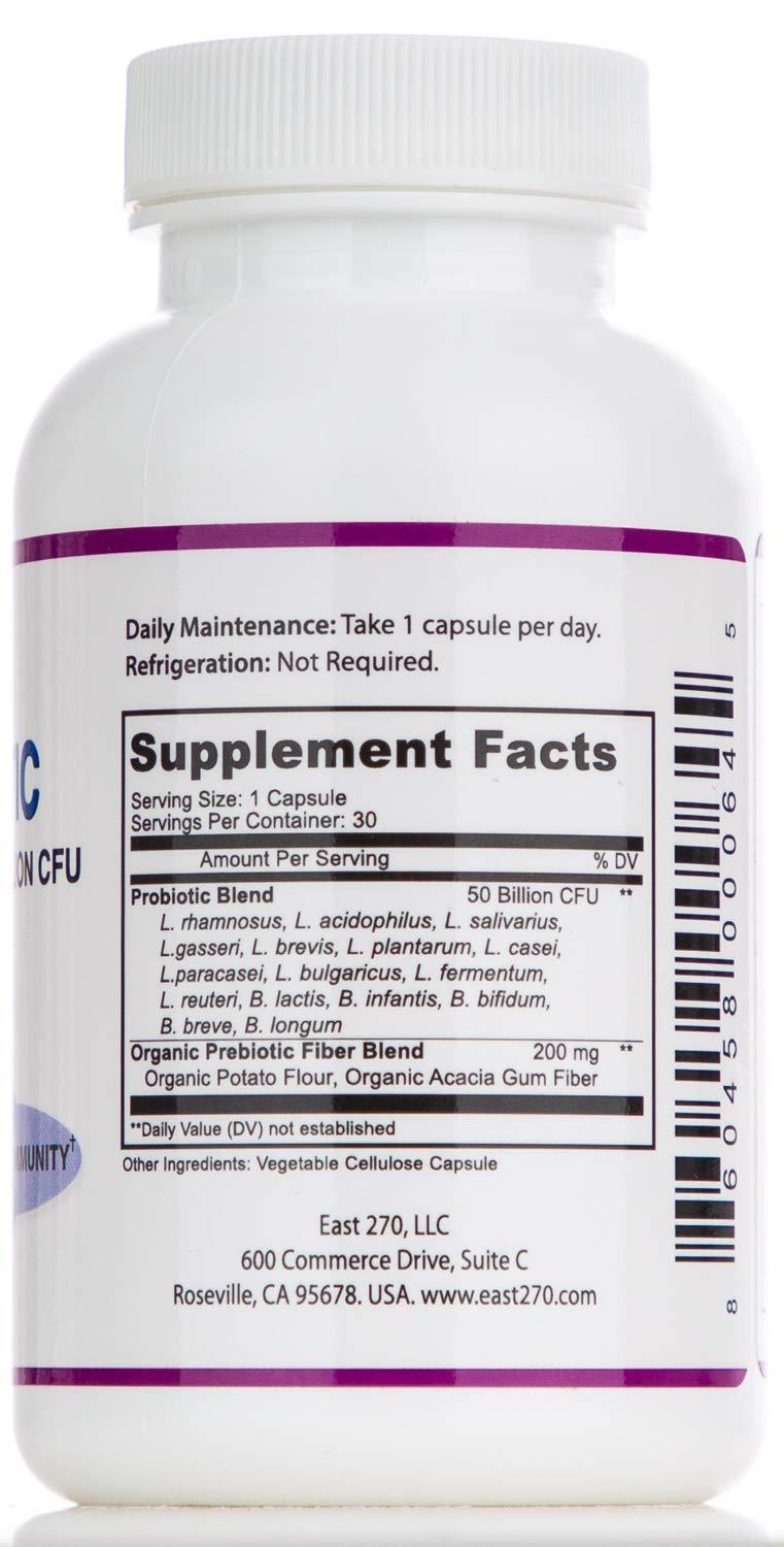 Probiotic 50 Billion CFU. Guaranteed Potency. Survives Stomach Acids