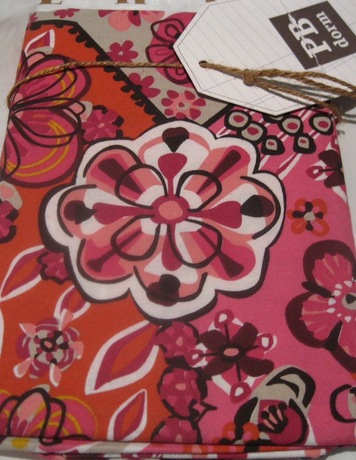 2 Pottery Barn Lucia Mosaic Tile Standard Pillow Shams 26x20 Pink Magenta Brown