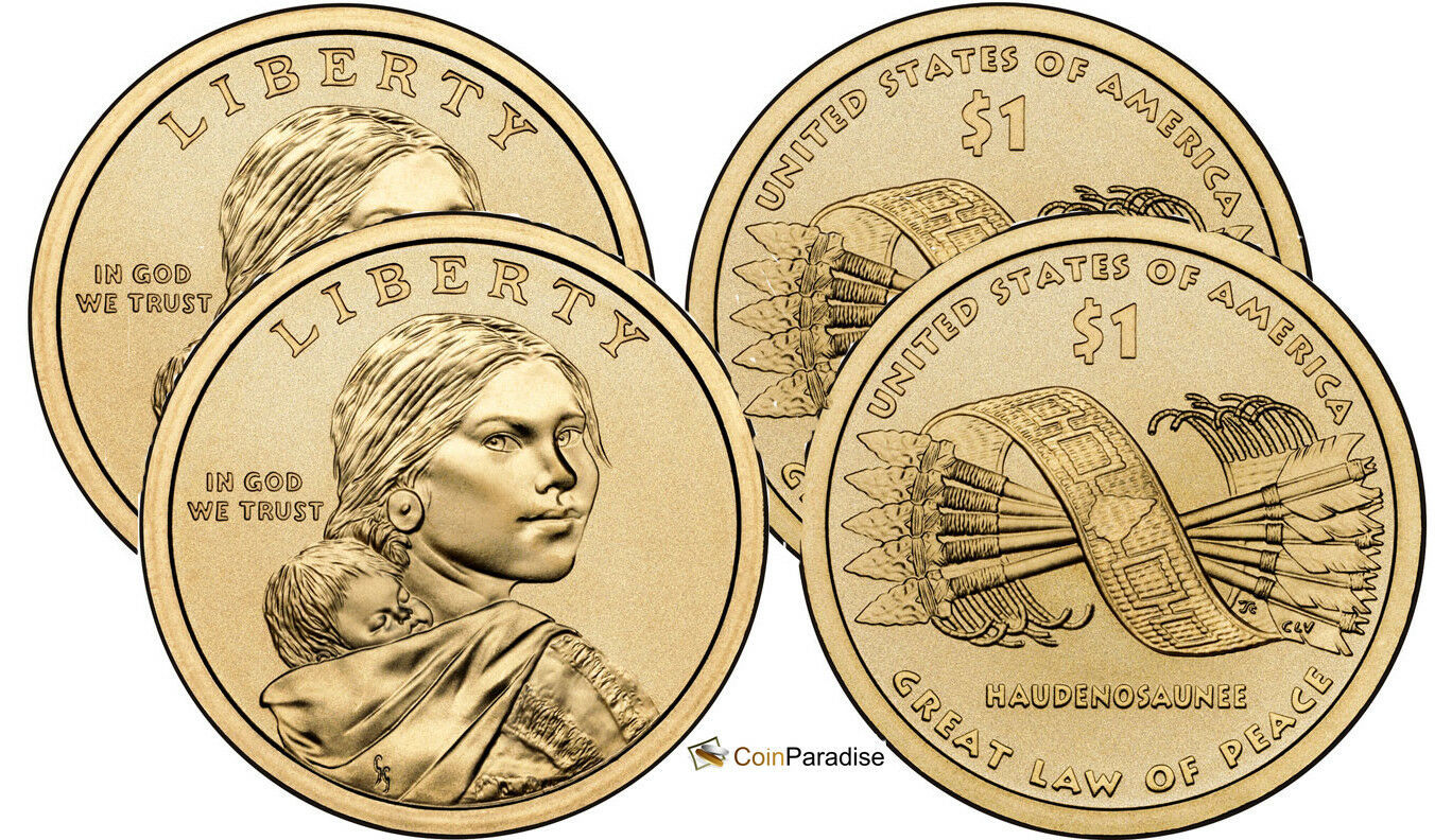 SACAGAWEA ~~ NATIVE AMERICAN ~~ GOLDEN DOLLARS ~~ FROM MINT ROLLS 2018 P/&D