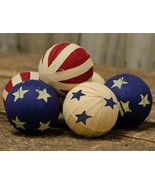 SetOf 6 Americana Rag Balls Bowl Fillers Patriotic Red White Blue 2.5&quot;Di... - $30.17