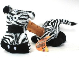 1 Count Outback Jack 4 Squeakies Zebra TPR Neck With Rope Fun Plush For All Dogs