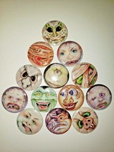 13 Mad Bad Ball Monster Goulie Ugly Face Pinback Buttons Old Vending Sto... - $17.99