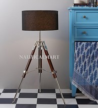 NAUTICALMART MARINE DESIGNER TRIPOD FLOOR LAMP WITH BLACK SHADE HOME DECOR