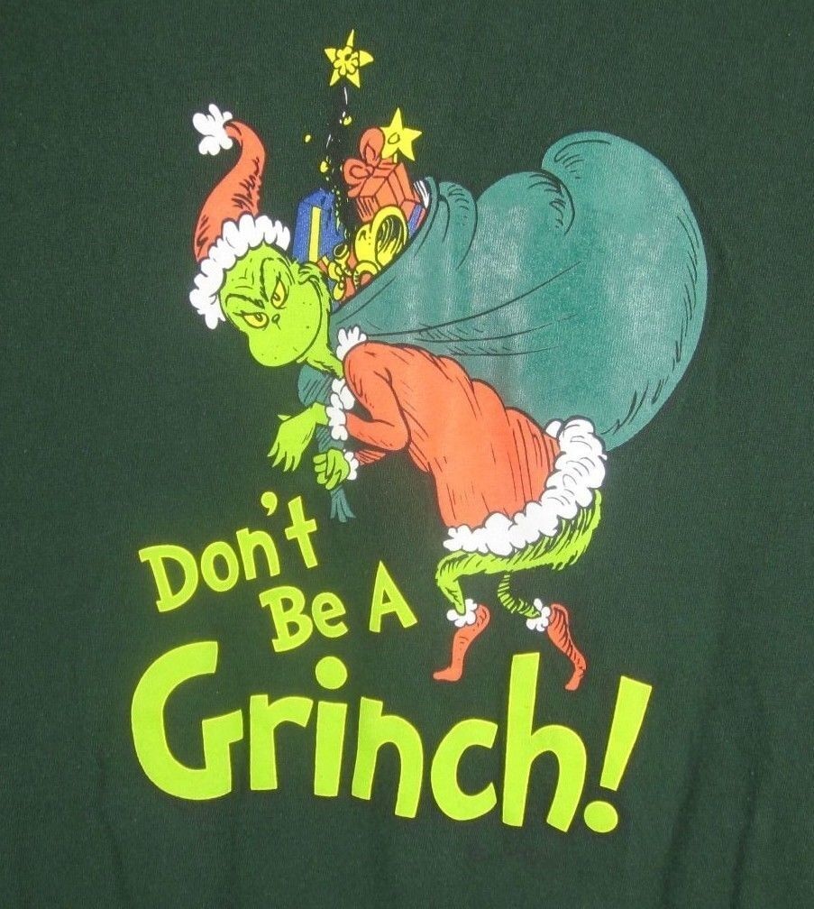 Dr.Seuss-Don't be A Grinch-XS Short Sleeve Graphic-Tee Shirt Green ...