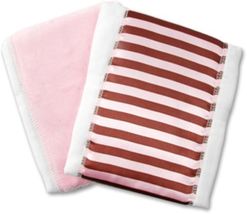 Pink Minky &amp; Pink/Chocolate Satin Burp Cloth Set - $24.00