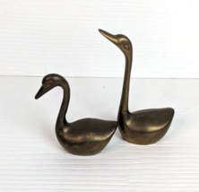 Vintage Pair of Brass Swan mother and baby small home decor figurines - $19.79