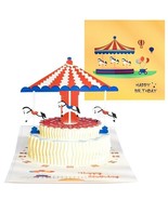3D Pop-Up Carousel Birthday Card Merry-go-round Greeting Card Postcard - $13.72
