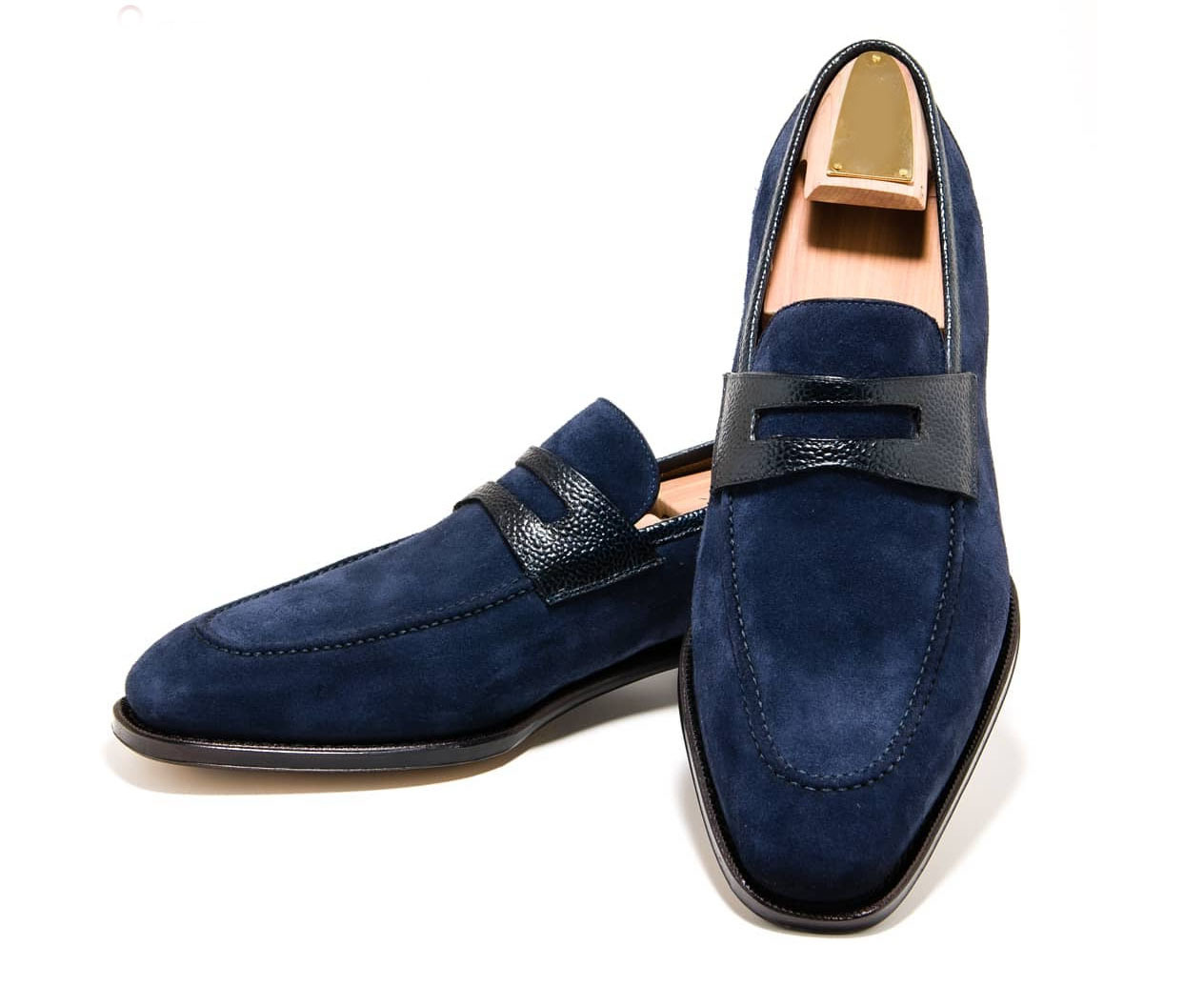 Handmade Mens Bespoke Blue Ankle Suede Leather Shoes Dressformal 3293