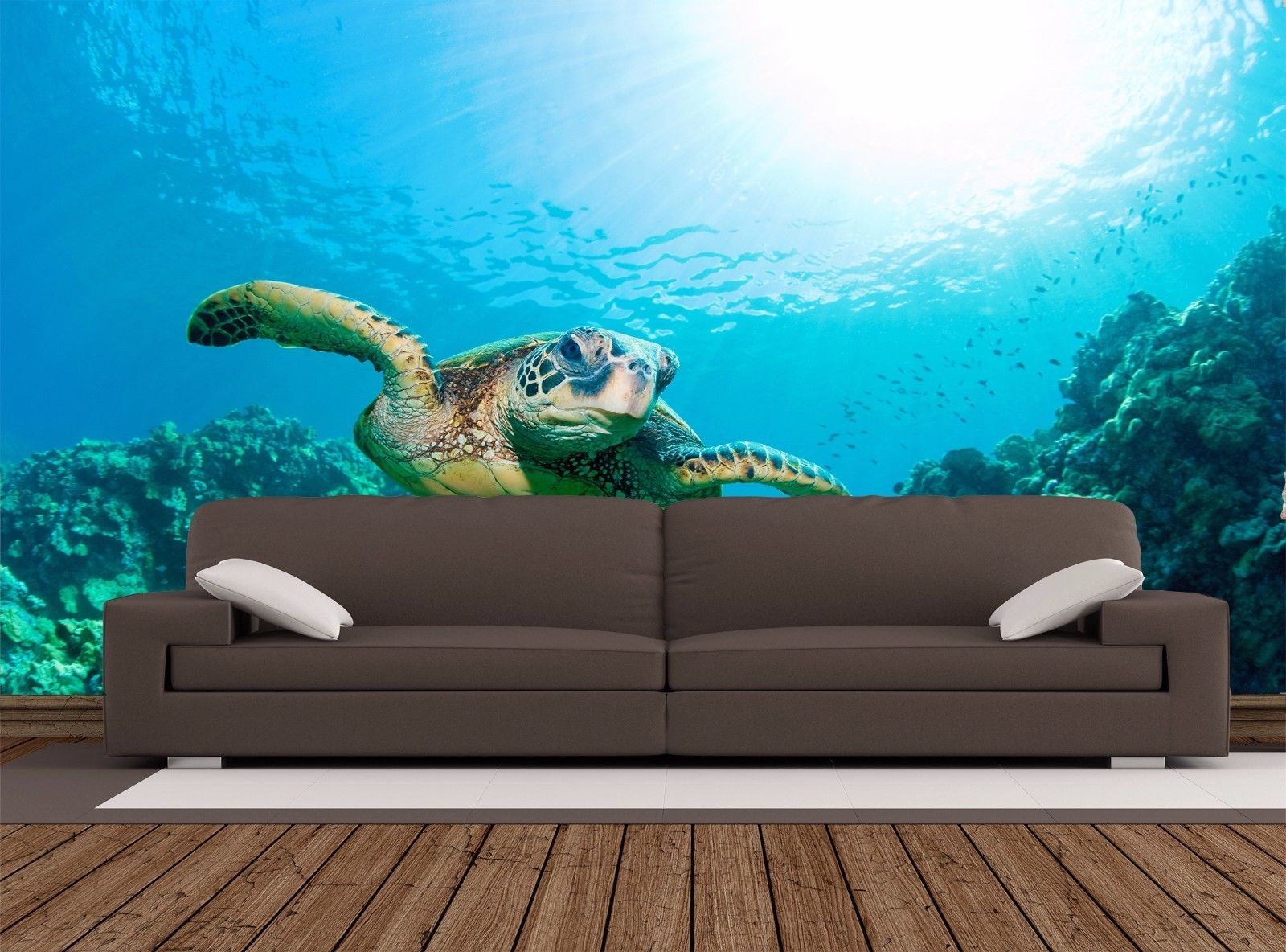 Sea turtle sunburst 3D Wallpaper Mural Wall Paper Background Furniture - Wallpaper Murals