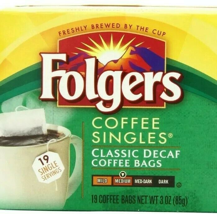Folgers Classic Medium Roast Decaf Coffee Singles Serve Bags 19 Count