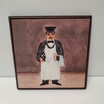 Chef Wall Art, set of 3, Pressboard Wood Tile Hanging Plaques, Wine Fat Chef image 5