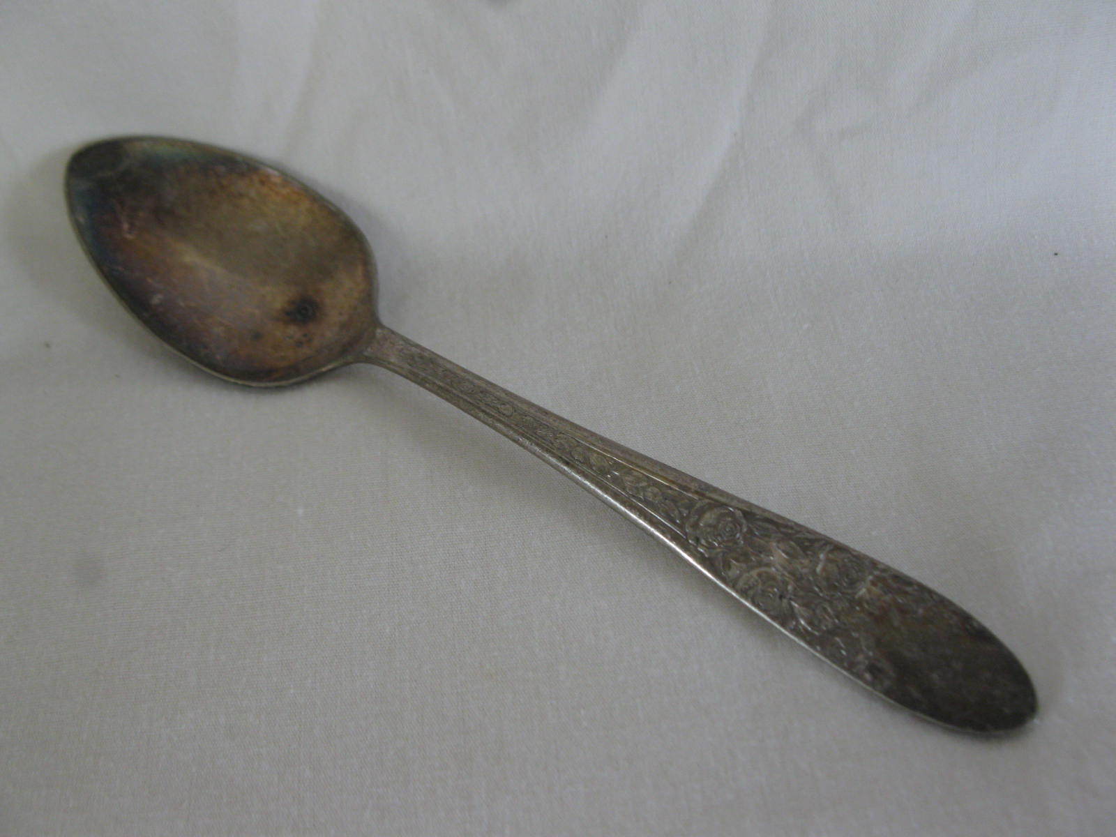 National Silver 1937 Rose & Leaf Pattern Silver Plated 6" Teaspoon #1  - $5.00