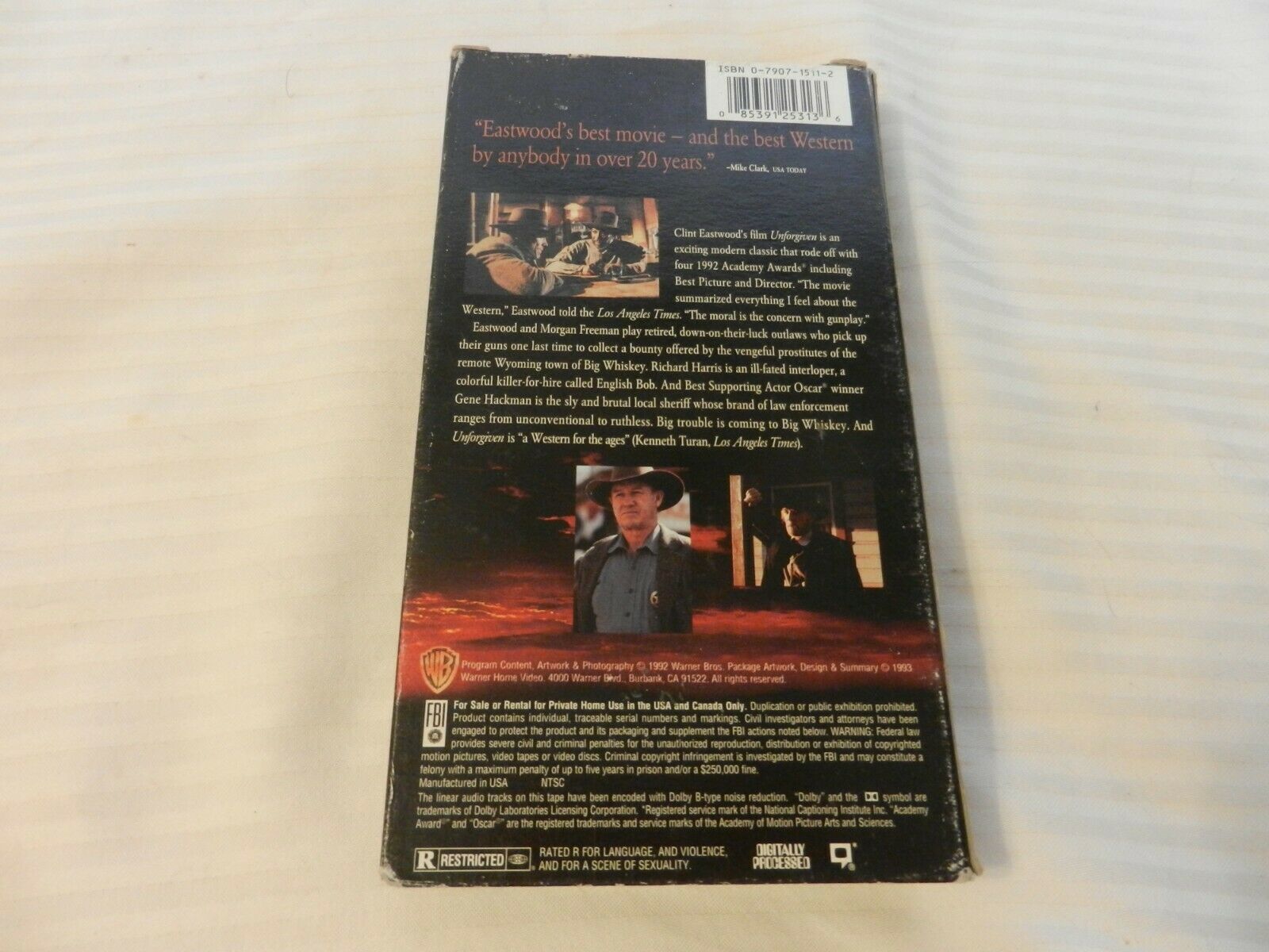 Unforgiven (VHS, 1993) Clint Eastwood, Gene Hackman, Morgan Freeman ...