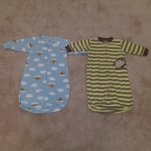 2 Carters Baby Fleece Sleep Sack Lot Pajamas 0-9 Months OS Blue Dog Brown Monkey - $12.82