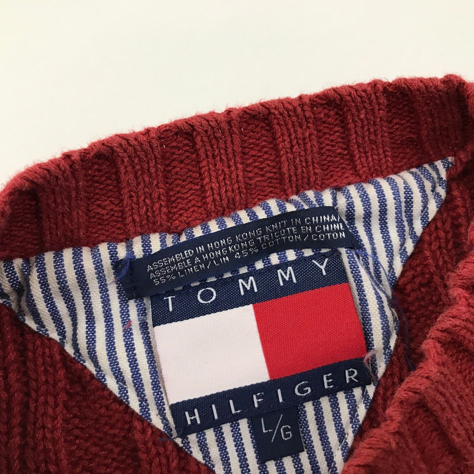 Vintage Anni 90 Tommy Hilfiger Pescatore Maglione Hong Kong a Maglia ...