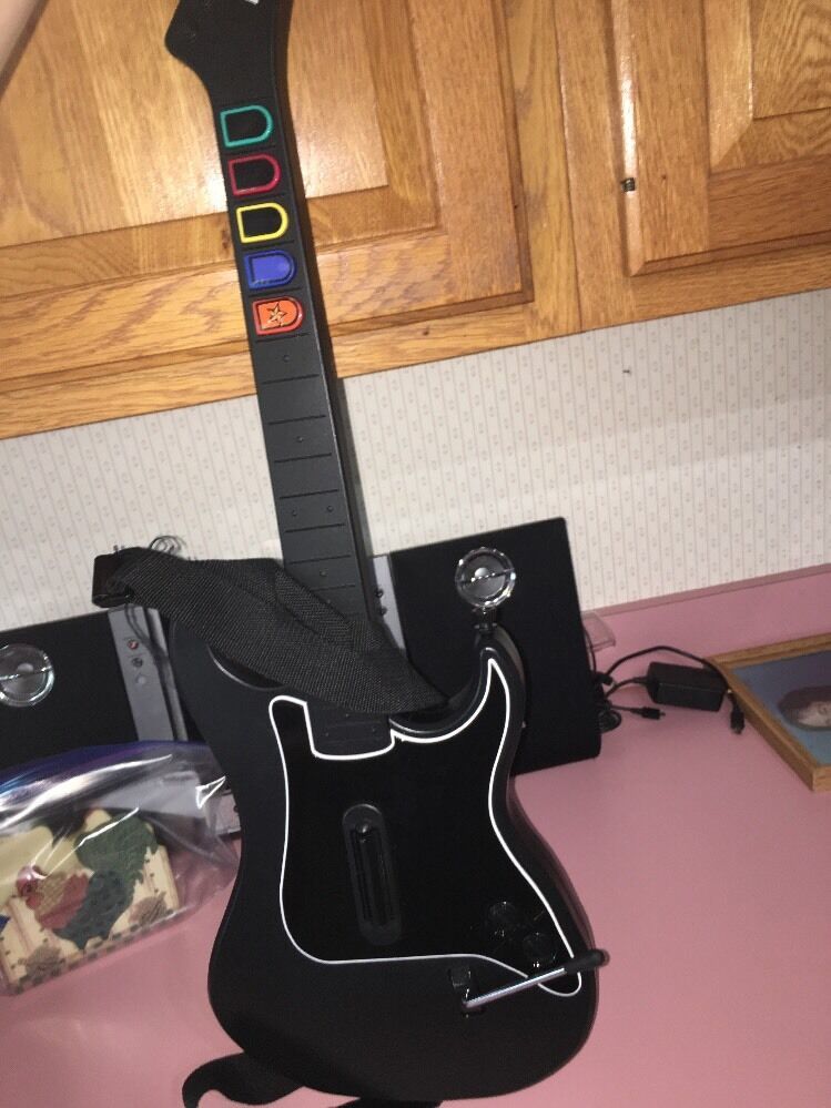 Sony PS2 Guitar Hero Wireless Controller Kramer Striker Black No Dongle