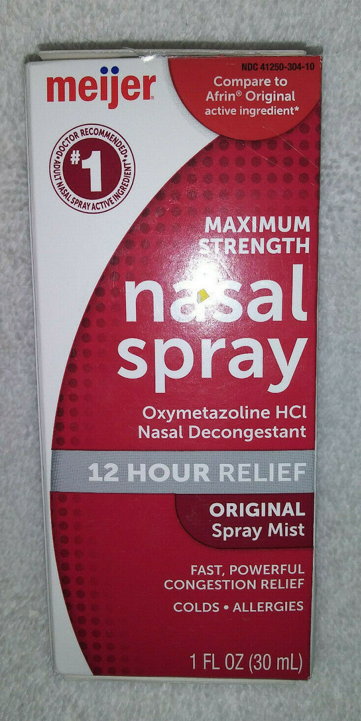 Meijer 12 Hour Max Strength Nasal Spray Oxymethazoline HCL SEALED 3/