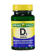 Spring Valley Vitamin D3 5000IU Bone/Immune Health 100 Ct   - $16.80