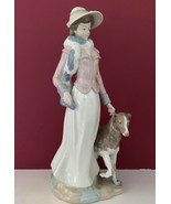 HUGE 14.5” NADAL LLADRO #853 LADY WOMAN FIGURINE WITH BONNET &amp; SCARF WAL... - $229.99