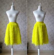 Yellow Tiered Tulle Skirt Outfit Womens Yellow Midi Tulle Skirt Ballerina Skirt image 4