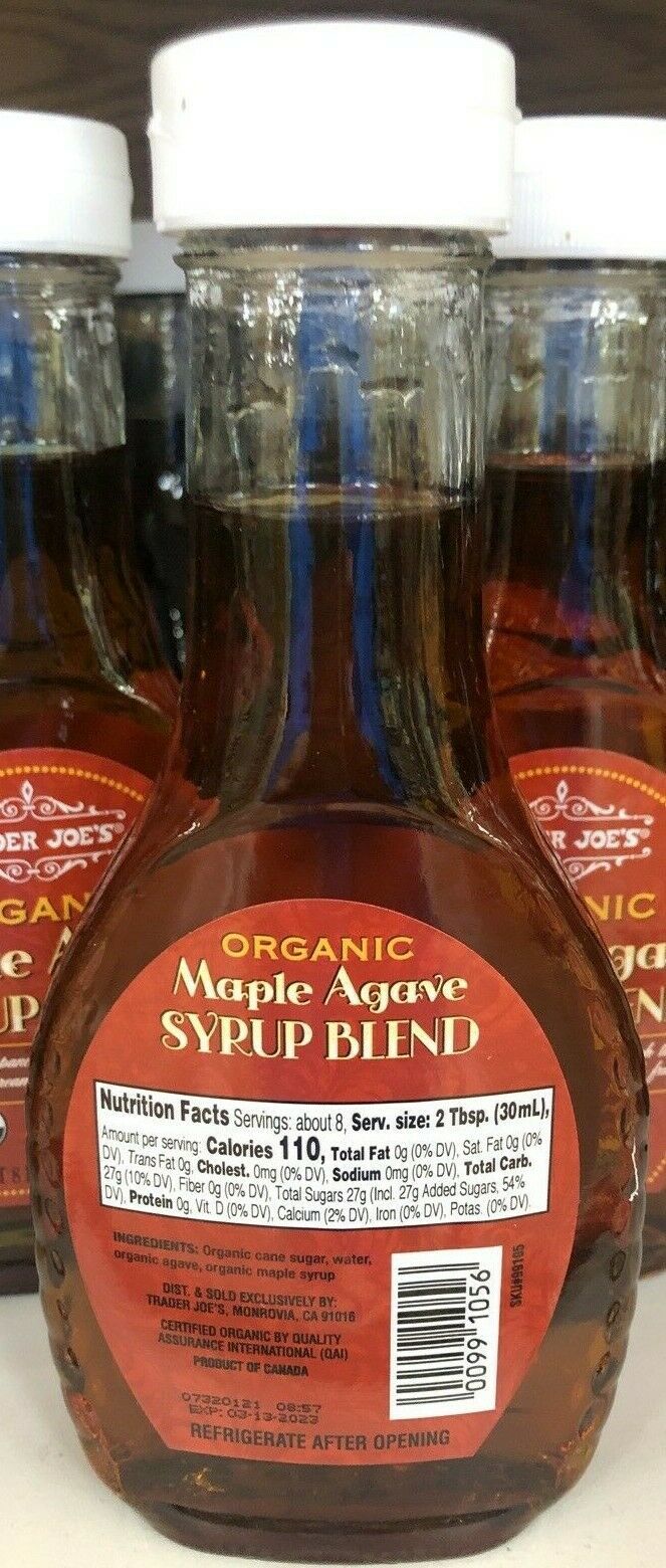 Trader Joe’s Organic Maple Agave Syrup blend 8 oz glass bottle Syrups