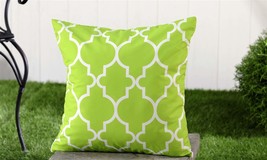 Decorative Throw Pillow Green Geometric 18" x 18"  UV50 Sun Weather Resistant